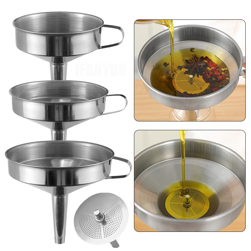 Home Cooking Oil Filter - Conjunto de Funis de Aço Inoxidável