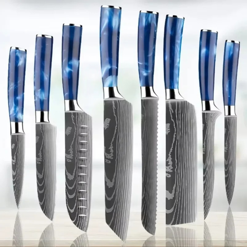 Home Cooking In Japanese - Damasco modelado laser aço japonês santoku