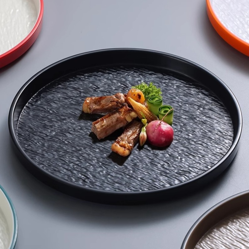 Home Cooking In Japanese - Moderno redondo pedra melamina bife prato